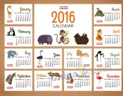 2016年动物年历矢量素材