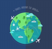 创意环球旅行地球插画矢量图
