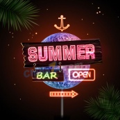 夏季霓虹灯酒吧海报