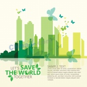 绿色城市剪影矢量设计