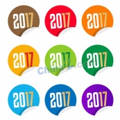 彩色2017圆形贴纸矢量素材