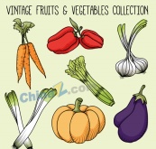 彩绘蔬菜设计矢量素材