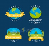 创意世界环境日标签矢量素材