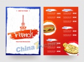 法式快餐餐厅菜单矢量设计