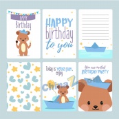 可爱熊生日卡片矢量素材