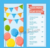 彩色气球儿童菜单矢量素材