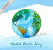 彩绘世界水日地球贺卡矢量