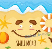 创意夏季沙滩笑脸矢量素材