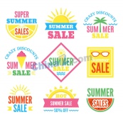 彩色夏季销售标签矢量图