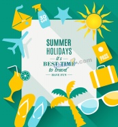 夏季假日旅行海报设计矢量