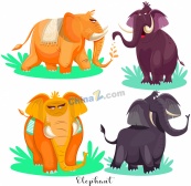卡通非洲象矢量图