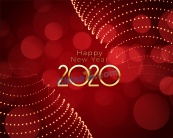 红色光晕2020年新年背景矢量图