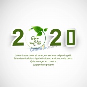 绿色微立体2020数字设计矢量