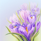 紫色花卉水彩画矢量
