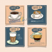 咖啡手绘复古卡片设计