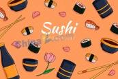 寿司美食插画矢量图
