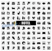 迷你酒店图标矢量设计