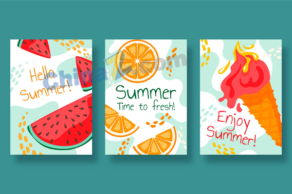 夏季手绘系列卡片矢量设计矢量下载