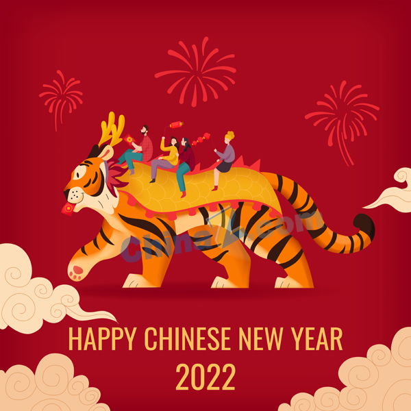 2022中国新年矢量卡通海报矢量下载