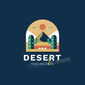 沙漠标志平面设计模板
