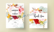 婚礼花卉卡片矢量模板