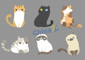 可爱猫咪插画矢量素材