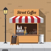 街头咖啡店矢量插画