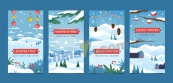 冬季风景插画卡片矢量图