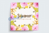 夏日樱花装饰边框卡片