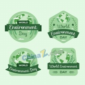 手绘世界环境日标签设计