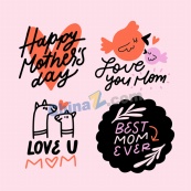 母亲节快乐艺术涂鸦标签