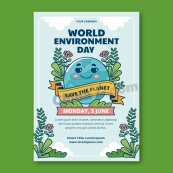 世界环境日卡通海报模板