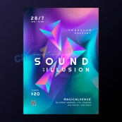 3D立体幻彩音效海报设计