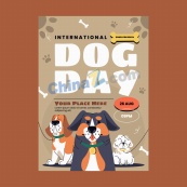 国际狗狗日卡通海报模板