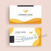 简约黄色波纹名片模板设计