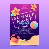 夏日派对之夜矢量海报设计