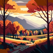 秋日森林风景插图矢量素材