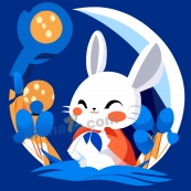 中秋节小兔子插画矢量素材