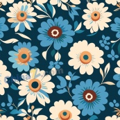 蓝色系花卉矢量背景图设计