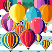 多彩热气球矢量背景图设计