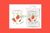 草莓元素水果纸袋矢量模板