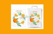 橙子元素水果纸袋矢量模板