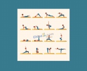 女性瑜伽姿势插画合集矢量模板