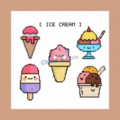 可爱风格化像素冰淇淋图标矢量