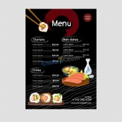 日式美食餐厅菜单矢量模板