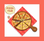 手绘诱人披萨美食插画矢量模板
