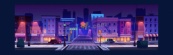 紫色城市街道夜景矢量背景