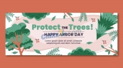 插画风植树节宣传横幅矢量模板