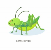 卡通风格可爱蚱蜢插画矢量素材