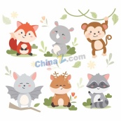 可爱卡通治愈动物合集矢量素材